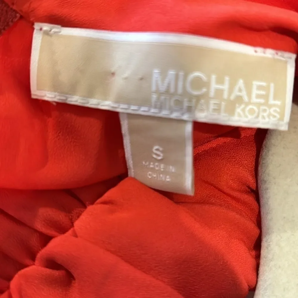 Michael Kors Small Sleeveless Red Orange Mock Neck Classy Career Blouse Small‌‍‍
